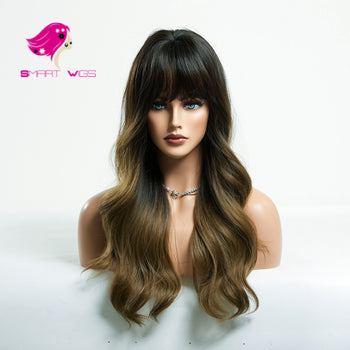 Dark roots light brown long curly natural wig | Smart Wigs Adelaide SA